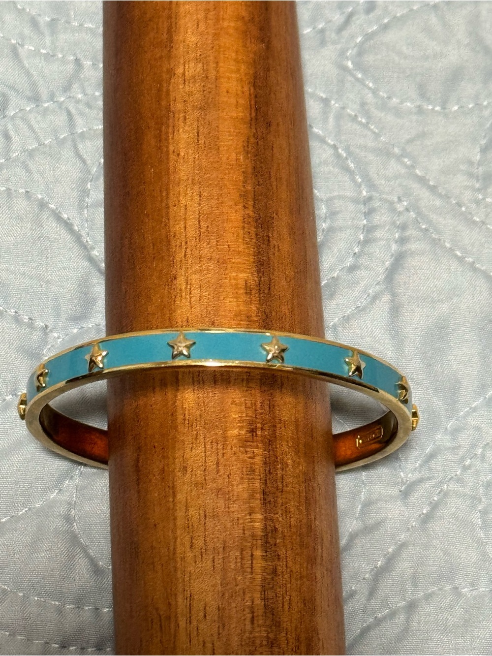Coach Turquoise Blue Enamel Star Bangle Bracelet Slip-on Style Quiet Luxury - Picture 5 of 5